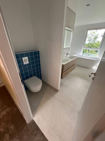 salle de bain avec WC moderne et authentique